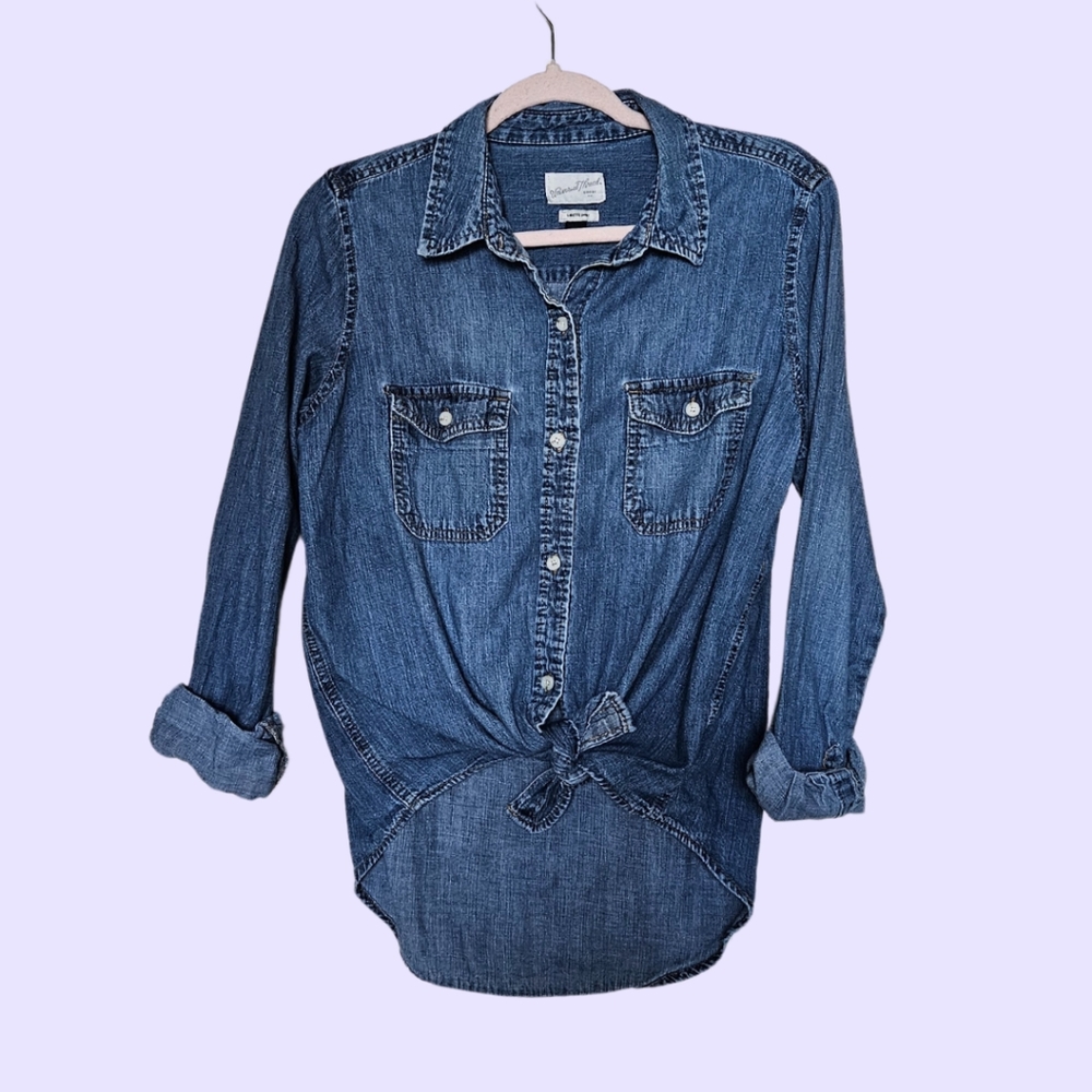 Denim button-down shirt